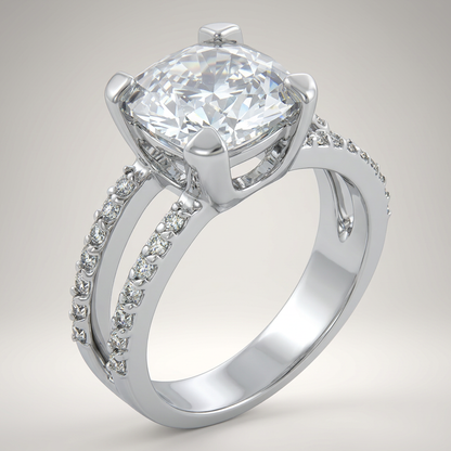 Avera Double Band Cubic Zirconia Engagement Ring in Silver