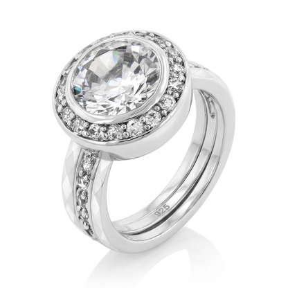 Avera Gatsby Engagement Ring In Polished Silver Finish