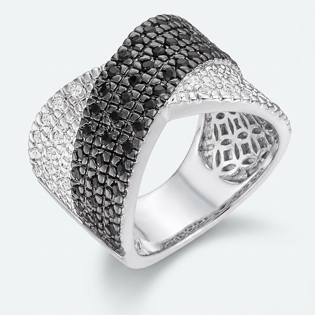 Avera Cross Pattern Cocktail Ring in Grey Statement Jewelry  DestGlow