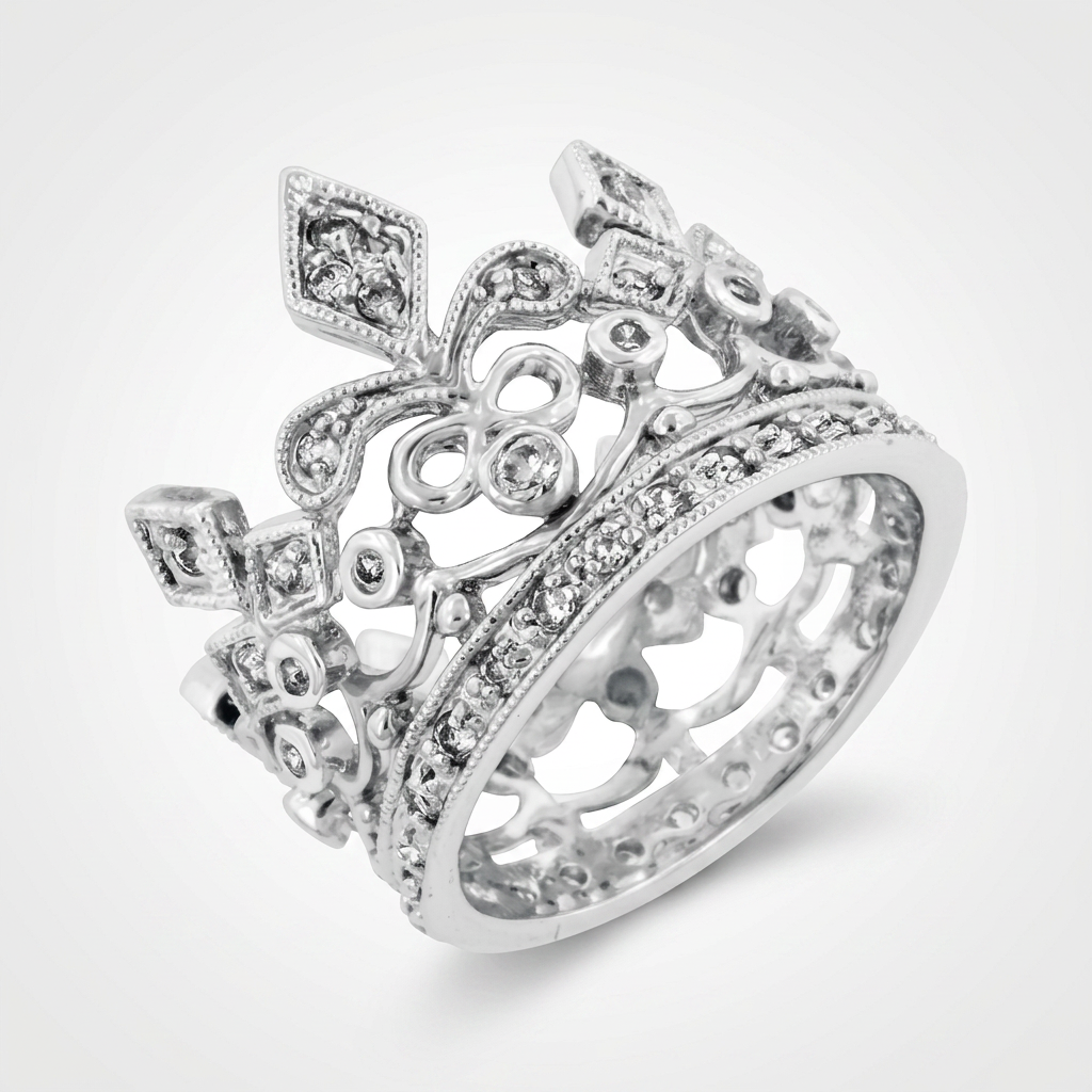 Avera Cubic Zirconia Crown Eternity Ring in Sterling Silver  DestGlow