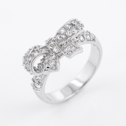 Avera Ribbon Shoelace Fashion Ring in Silver Tone