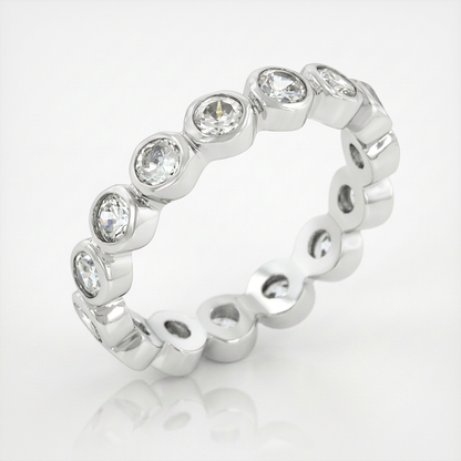 Avera Linked Bezel Eternity Band in Polished Silver
