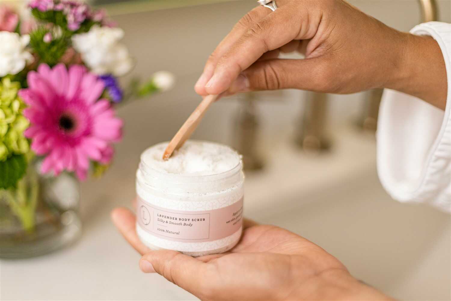 CBD Lavender Body Scrub with CBD, Natural Body Salt Scrub (THC free) by Lizush