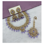 Joban Fashion Lavender Stone Work Necklace Set
