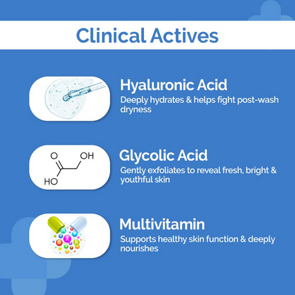 The Derma Co Oil-Free Daily Face Wash With Hyaluronic Acid, Glycolic Acid &amp; Multivitamins For Clear &amp; Hydrated Skin