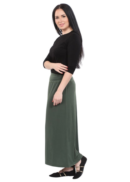 Silky Classic Maxi Length Modest Stretch Pencil Skirt by Kosher Casual USA