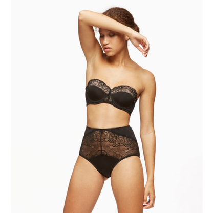 Blush Escape Longline Strapless Padded Lace Bra - Black (Size 38B)