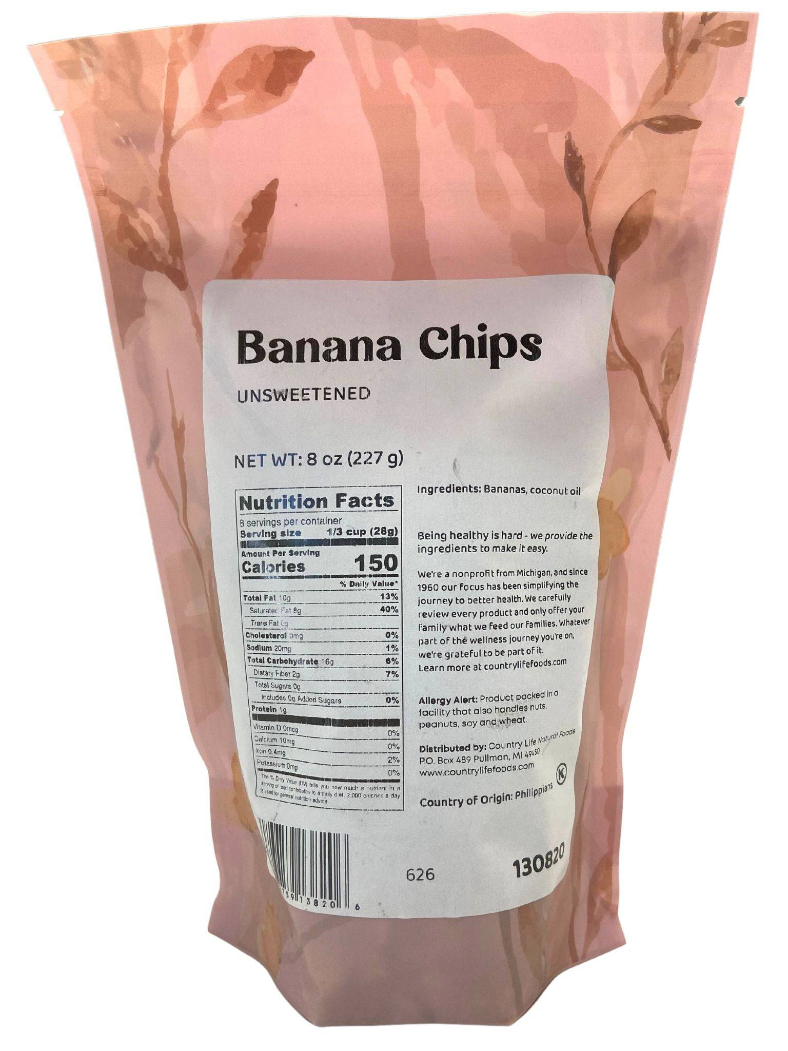 Banana Chips, Unsweetened by Country Life Natural Foods
