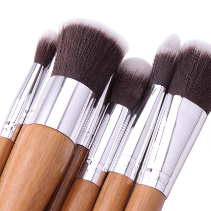 Lucky Beauty 11-Piece Bamboo Makeup Brush Set - Vegan & Eco-Friendly