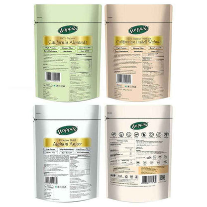 Happilo Premium Californian Almonds, Walnuts Inshell, Afghani Anjeer &amp; Turkish Apricot Combo