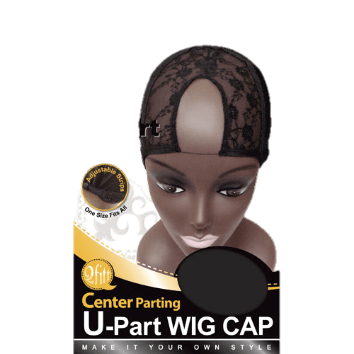 M &amp; M U-Part Wig Cap, Center Parting, Black, Adjustable Strips