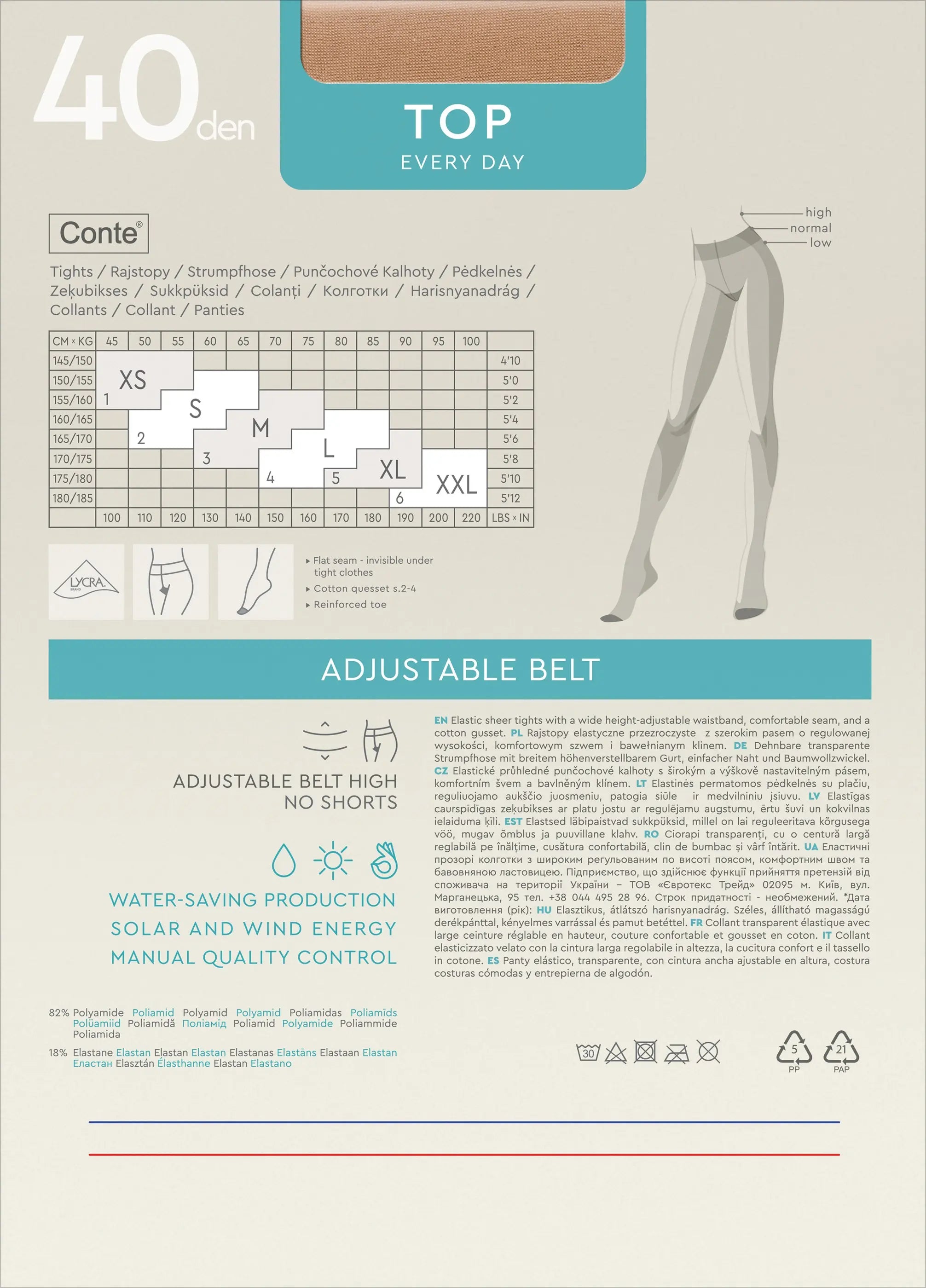 Tights Conte Top 40 Den - Low Waist Adjustable Belt by TheRanok.com