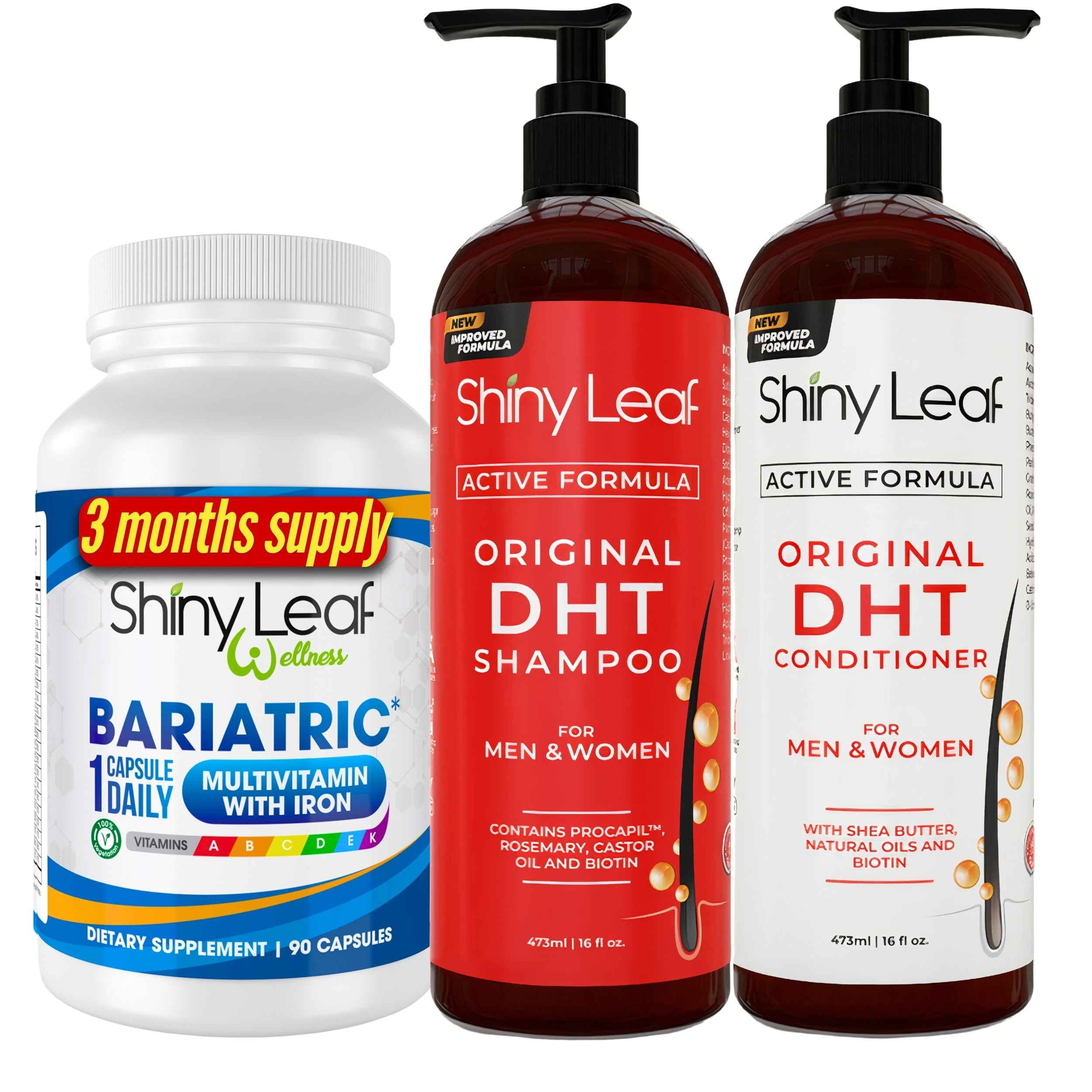 Bariatric Multivitamin with Iron With DHT Original Shampoo and Conditioner Hair Care Bundle
