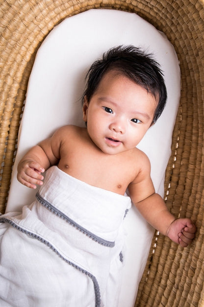 3-Piece Newborn Essential Gift Set - Hooded Towel, Swaddle & Toy Rattle
