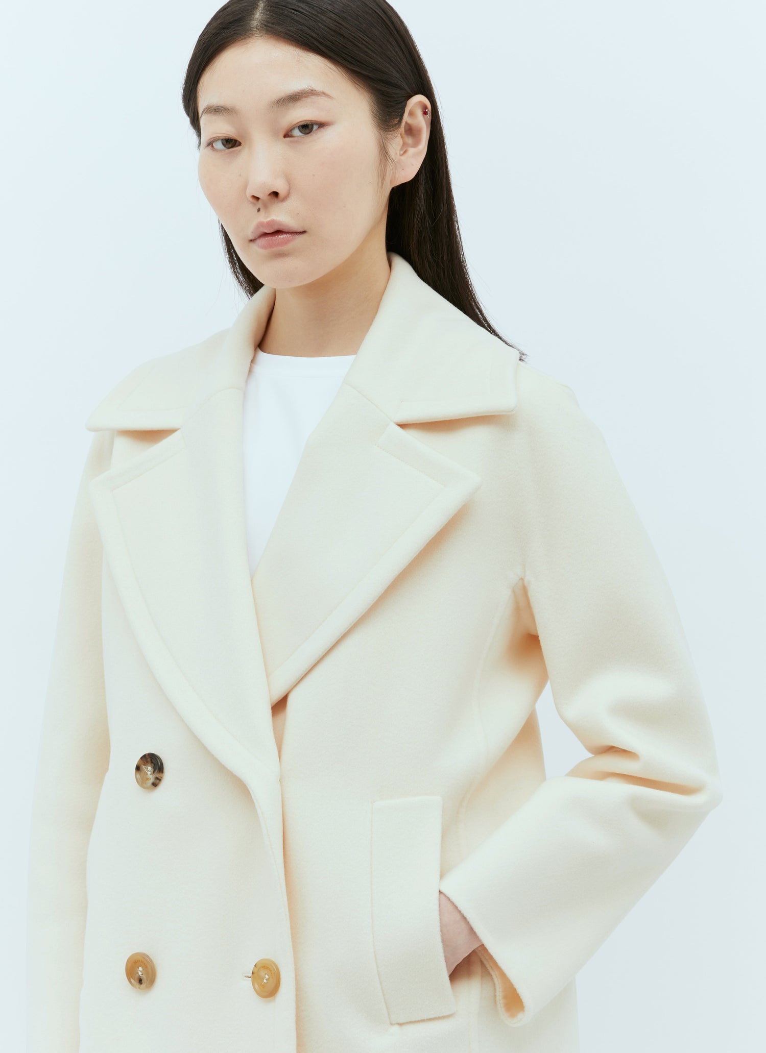 Max Mara Women Wool And Cashmere Pea Coat 