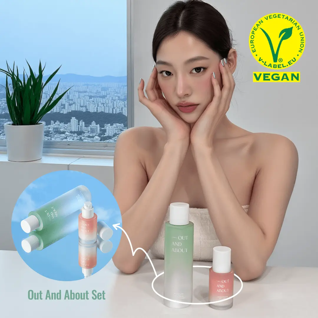 [Out And About Set] OUT AND ABOUT Moisture Tea Tree Cica Toner 200ml &amp; Brightening Collagen Serum 30ml