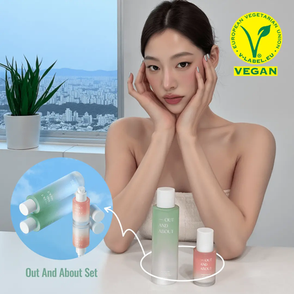 [Out And About Set] OUT AND ABOUT Moisture Tea Tree Cica Toner 200ml &amp; Brightening Collagen Serum 30ml