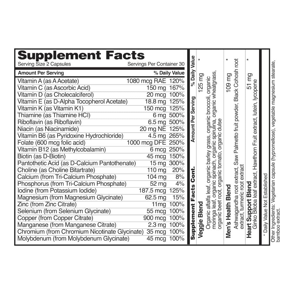 Daily Multivitamin for Men by Snap Supplements
