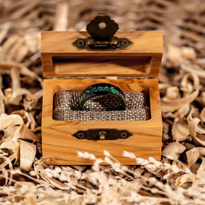 Meteorite x Green Opal Tungsten Carbide Ring - DestGlow