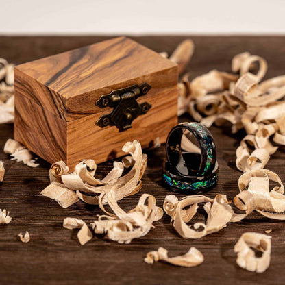 Meteorite x Green Opal Tungsten Carbide Ring - DestGlow