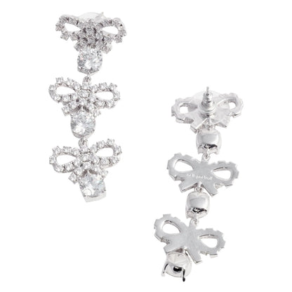 Self Portrait Women Micro Bow Crystal Tiered Earrings by Luosophy