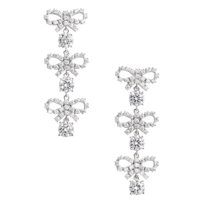Self Portrait Women Micro Bow Crystal Tiered Earrings by Luosophy