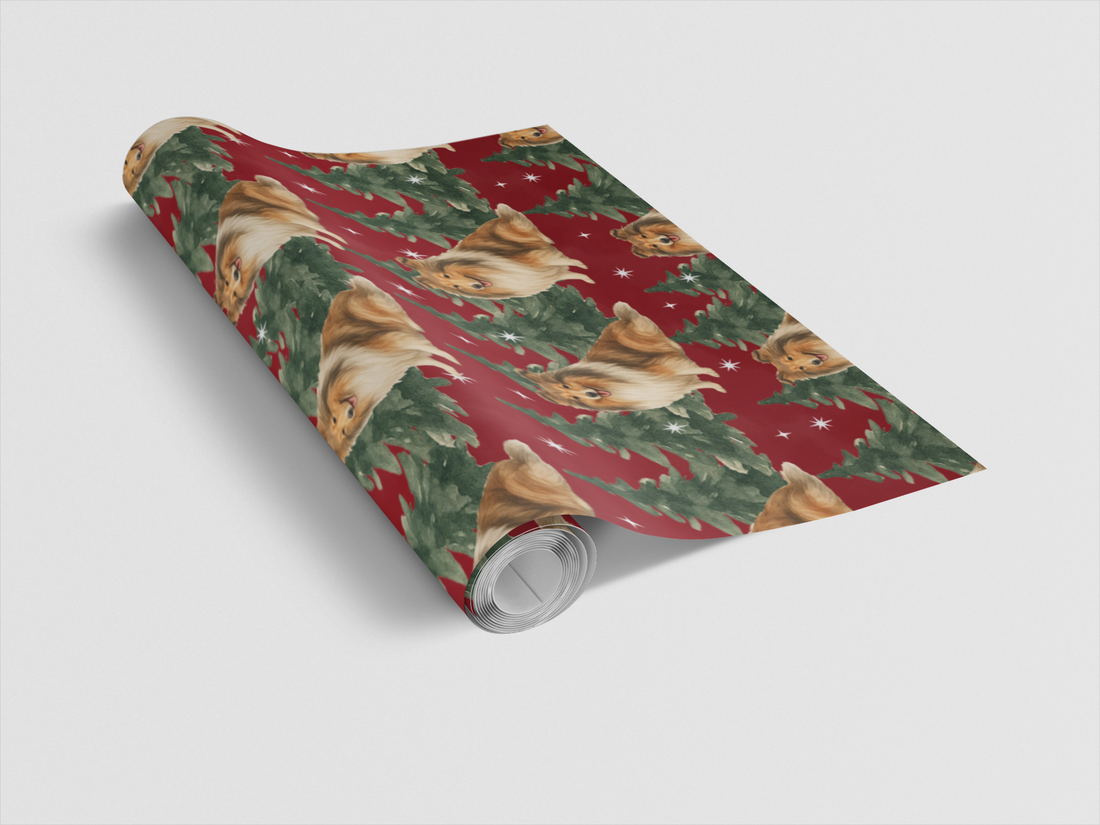 Collie in Winter Pines