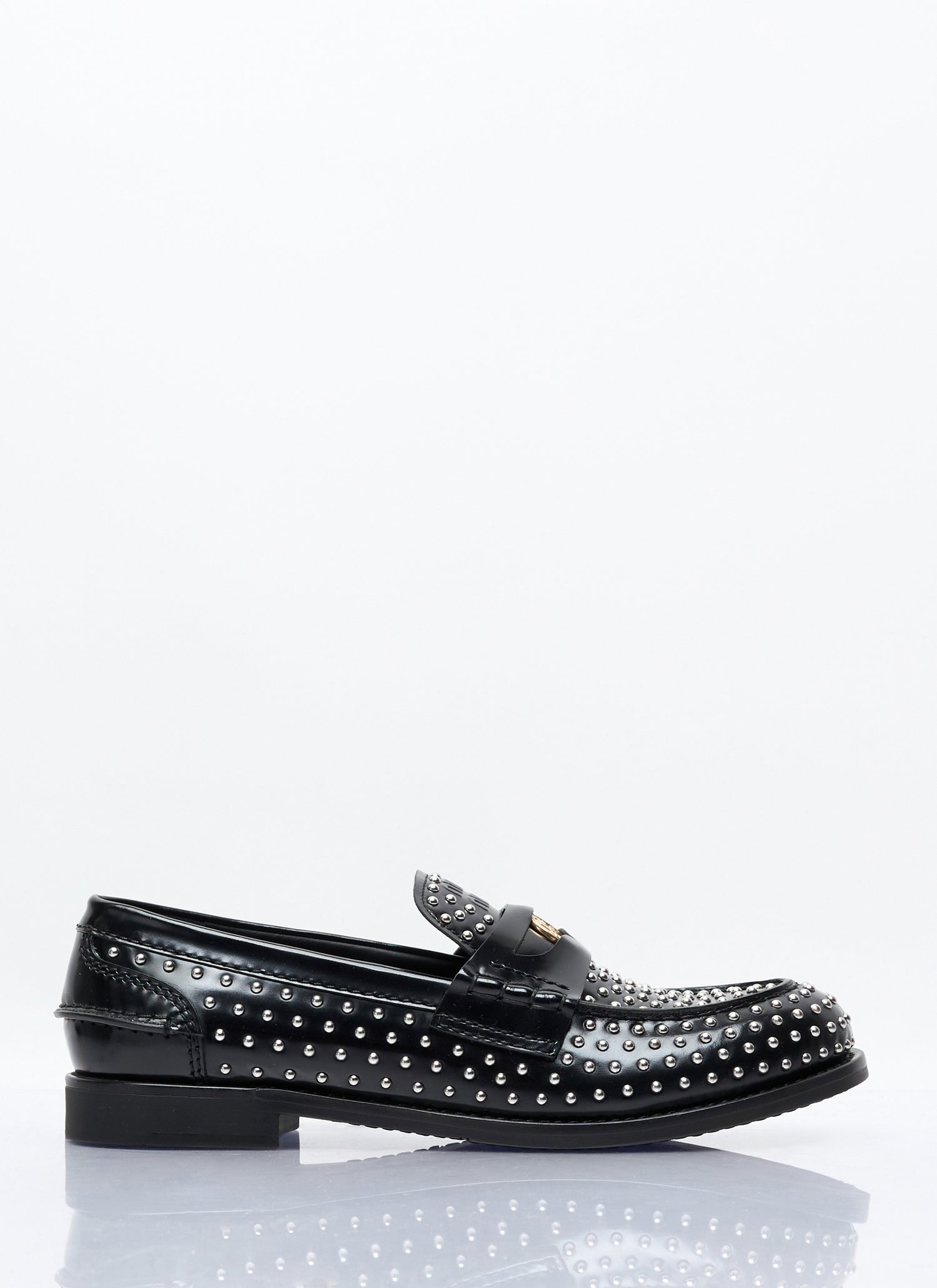 Miu Miu Women Studded Leather Loafers by Luosophy