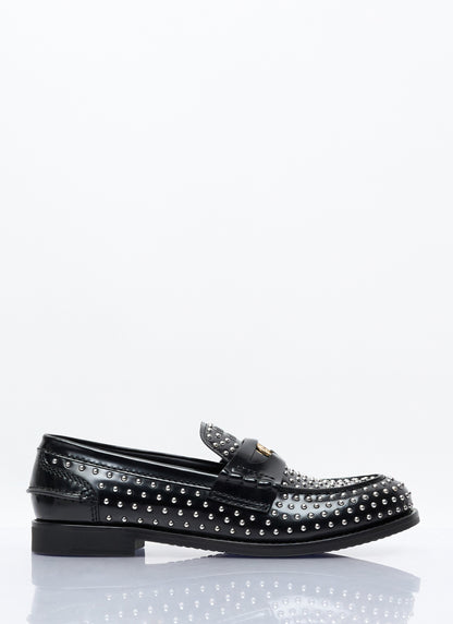 Miu Miu Women Studded Leather Loafers by Luosophy