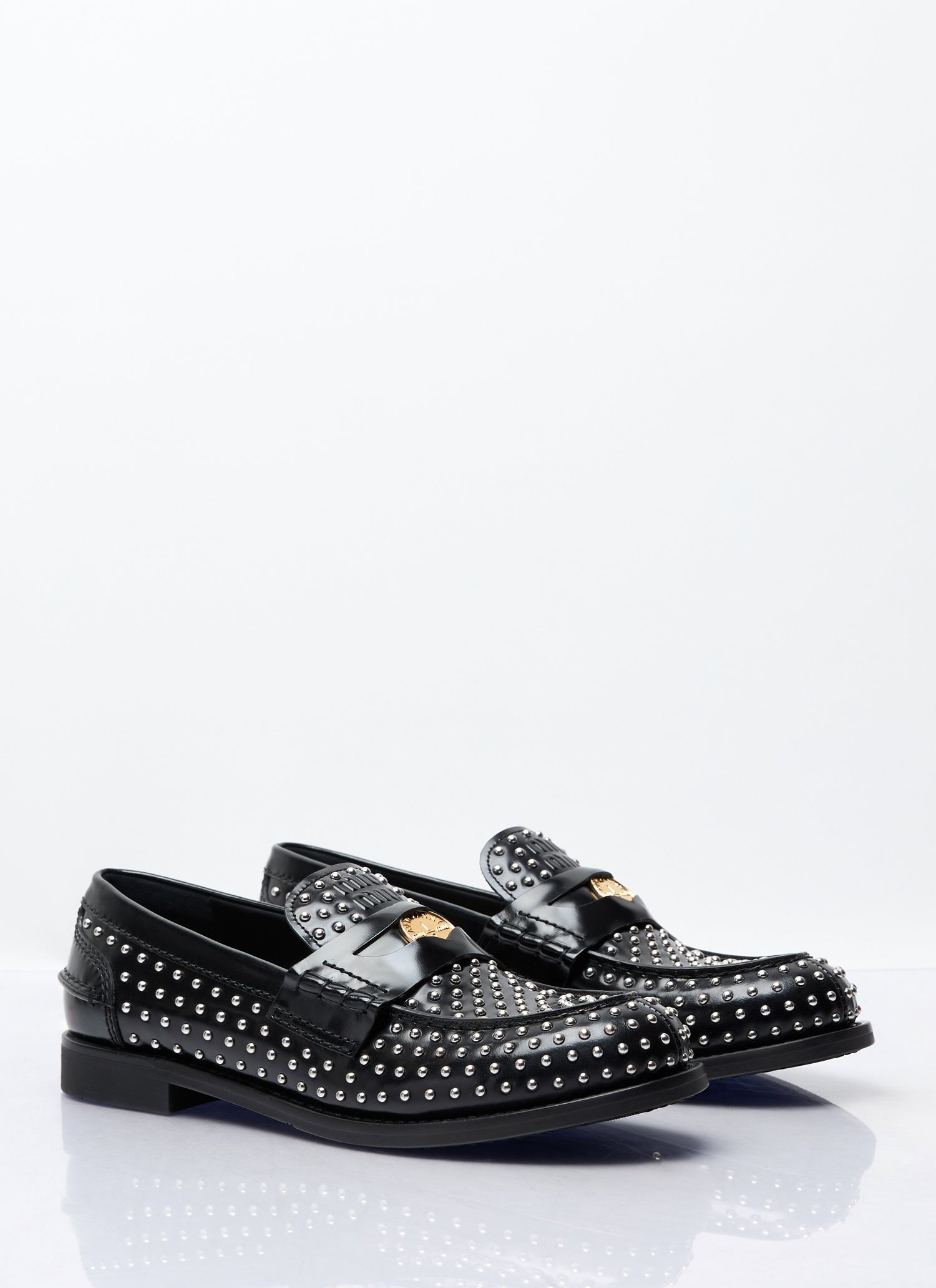 Miu Miu Women Studded Leather Loafers by Luosophy