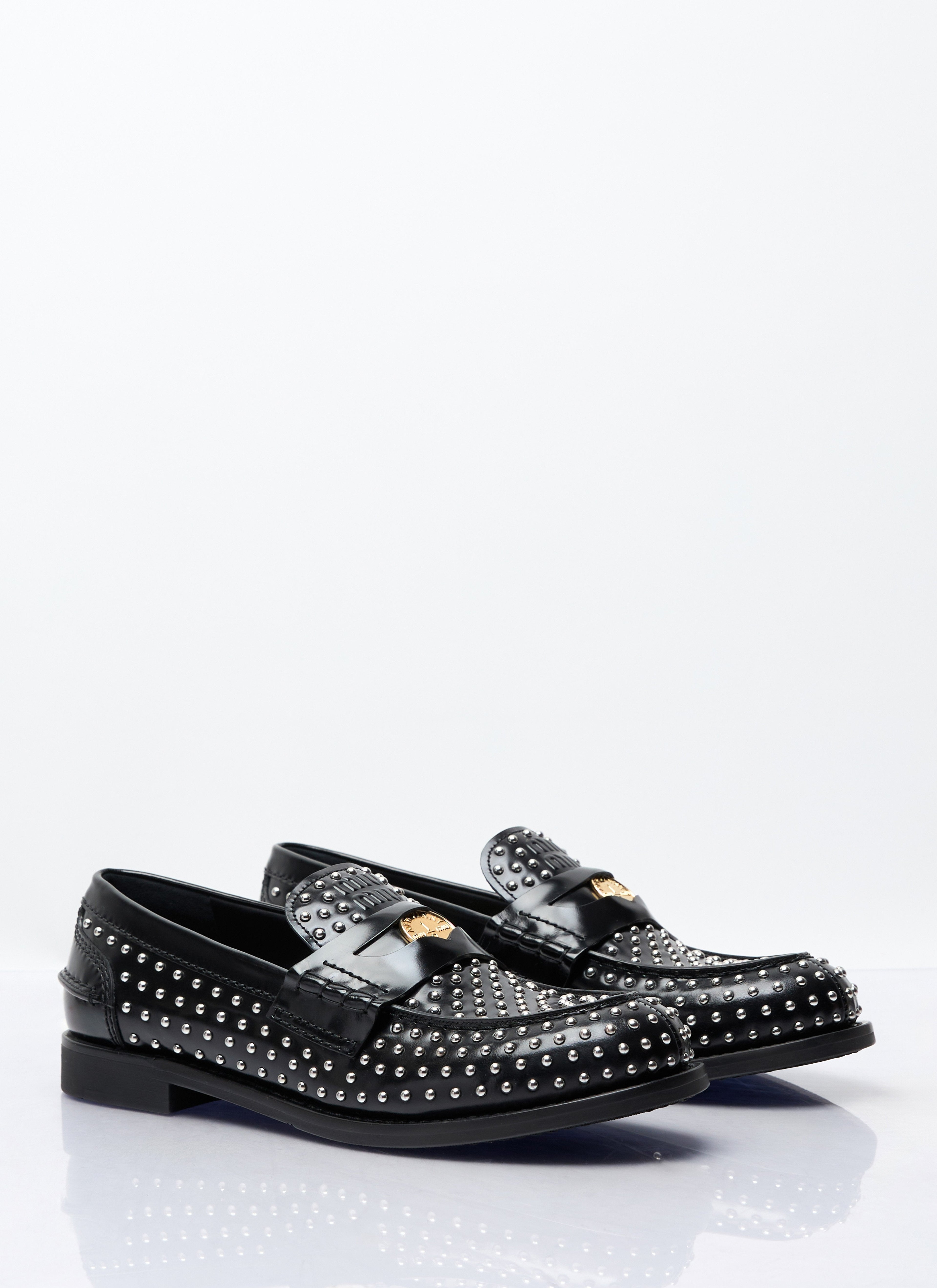 Miu Miu Women Studded Leather Loafers by Luosophy