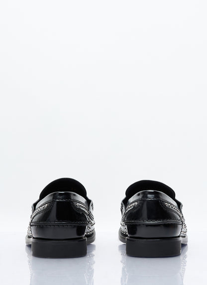Miu Miu Women Studded Leather Loafers by Luosophy