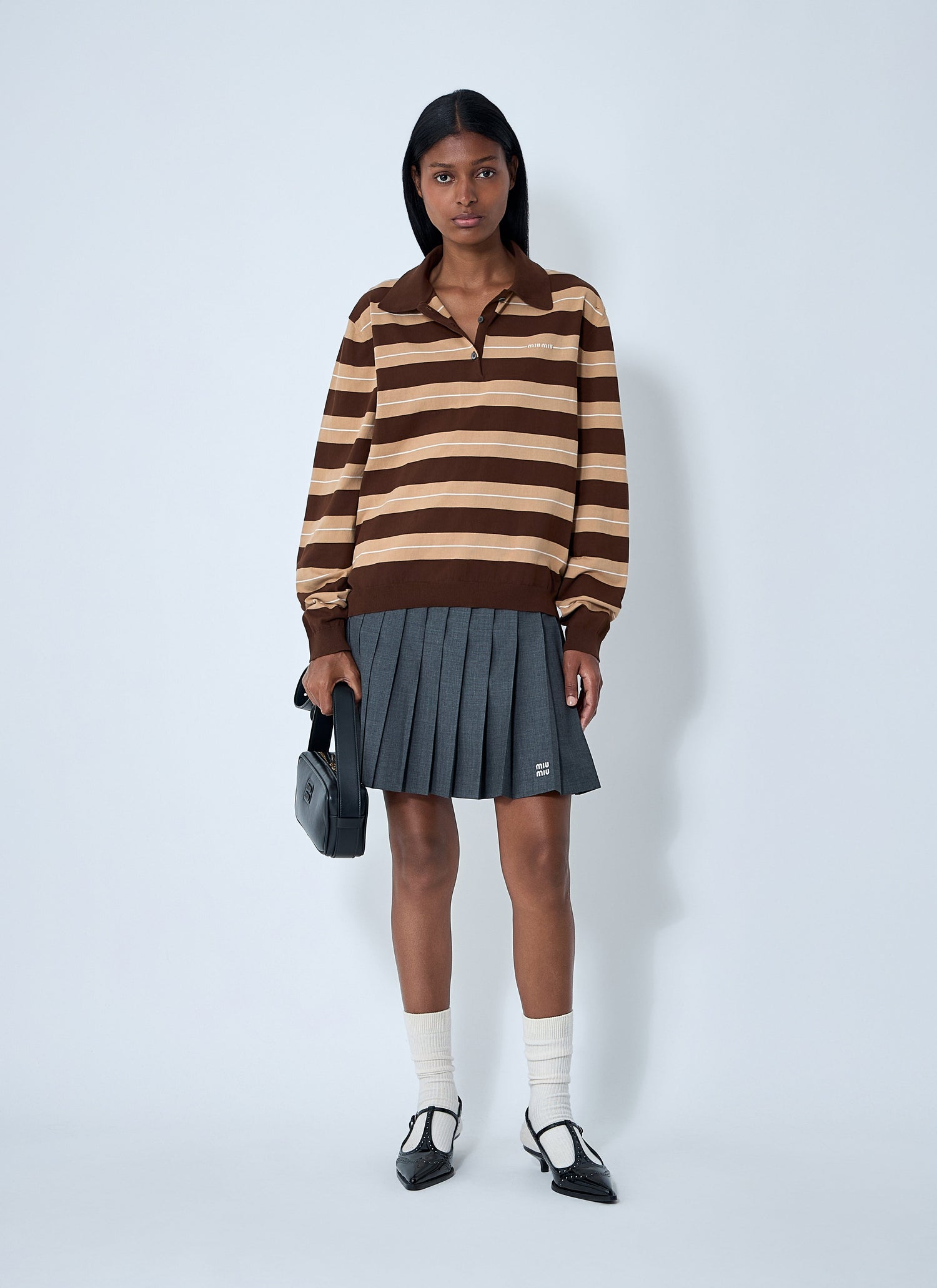 Miu Miu Women Cotton Striped Polo Shirt by Luosophy