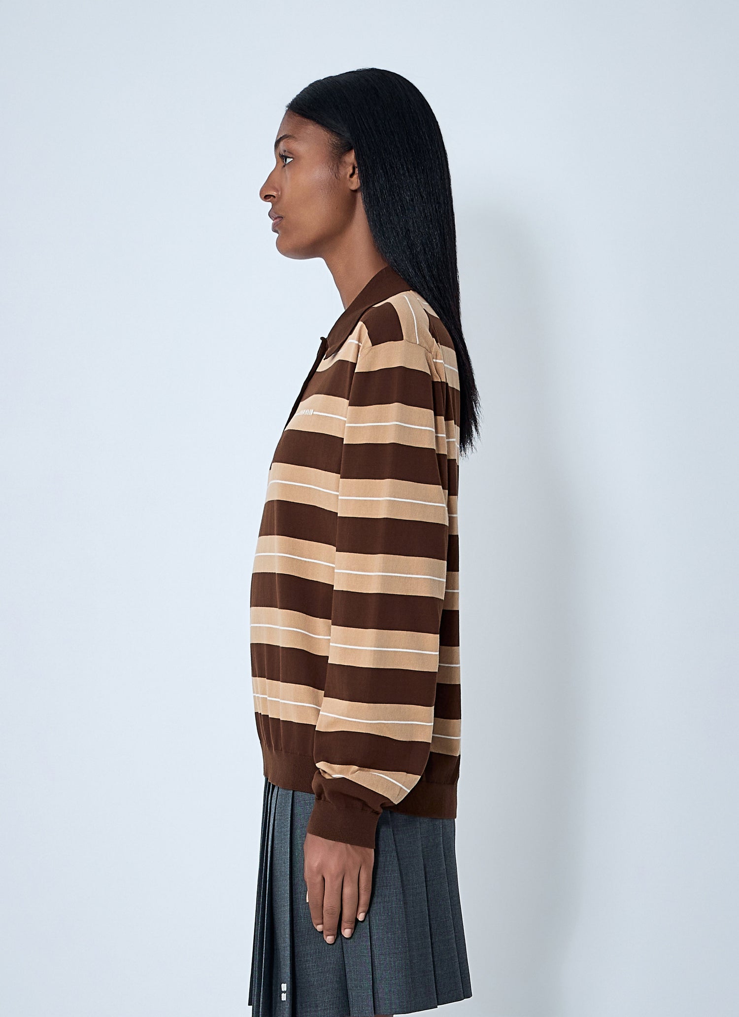 Miu Miu Women Cotton Striped Polo Shirt by Luosophy