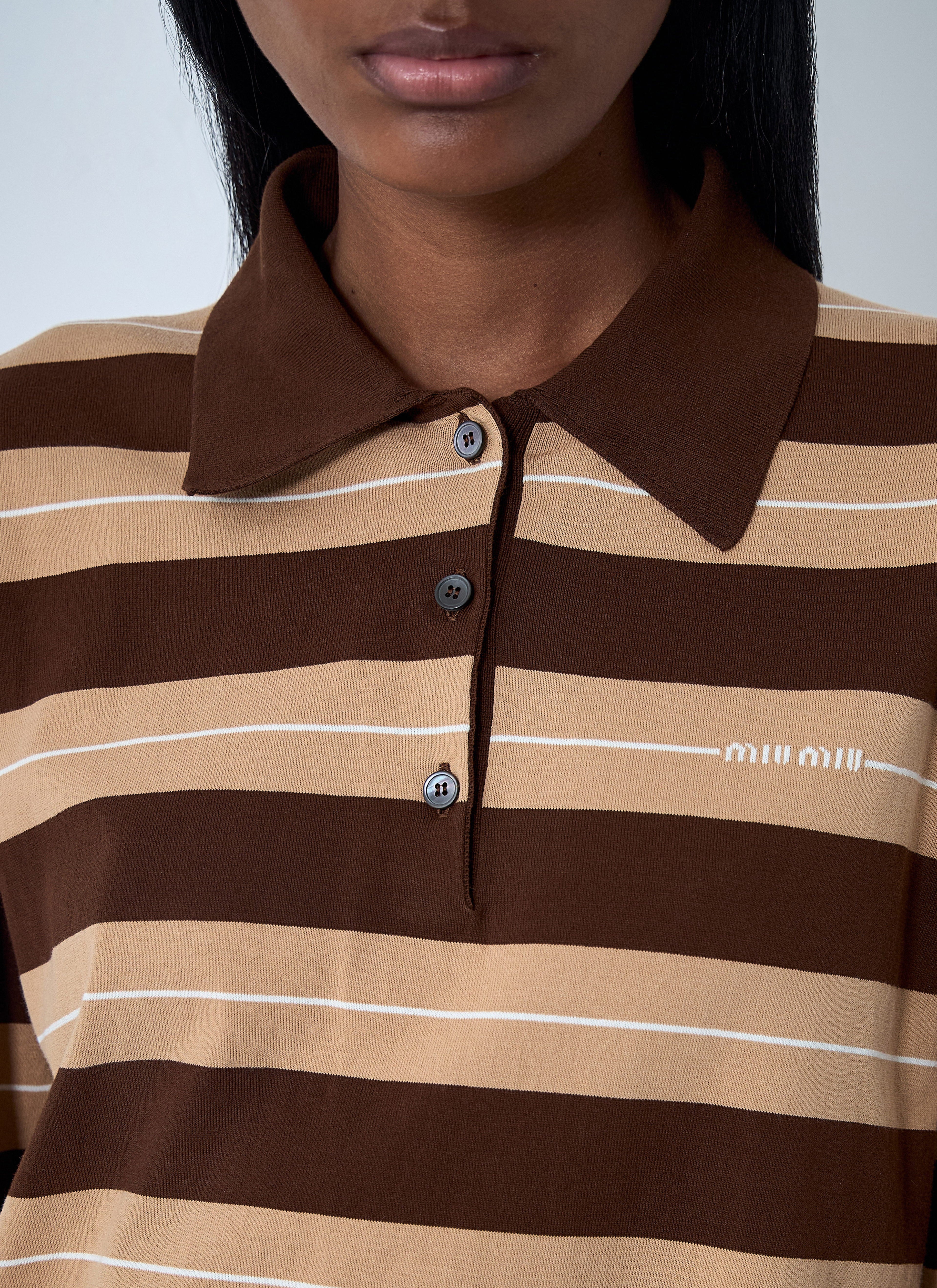 Miu Miu Women Cotton Striped Polo Shirt by Luosophy