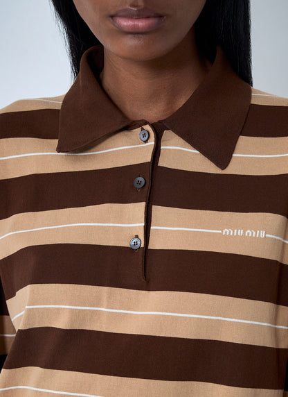 Miu Miu Women Cotton Striped Polo Shirt by Luosophy