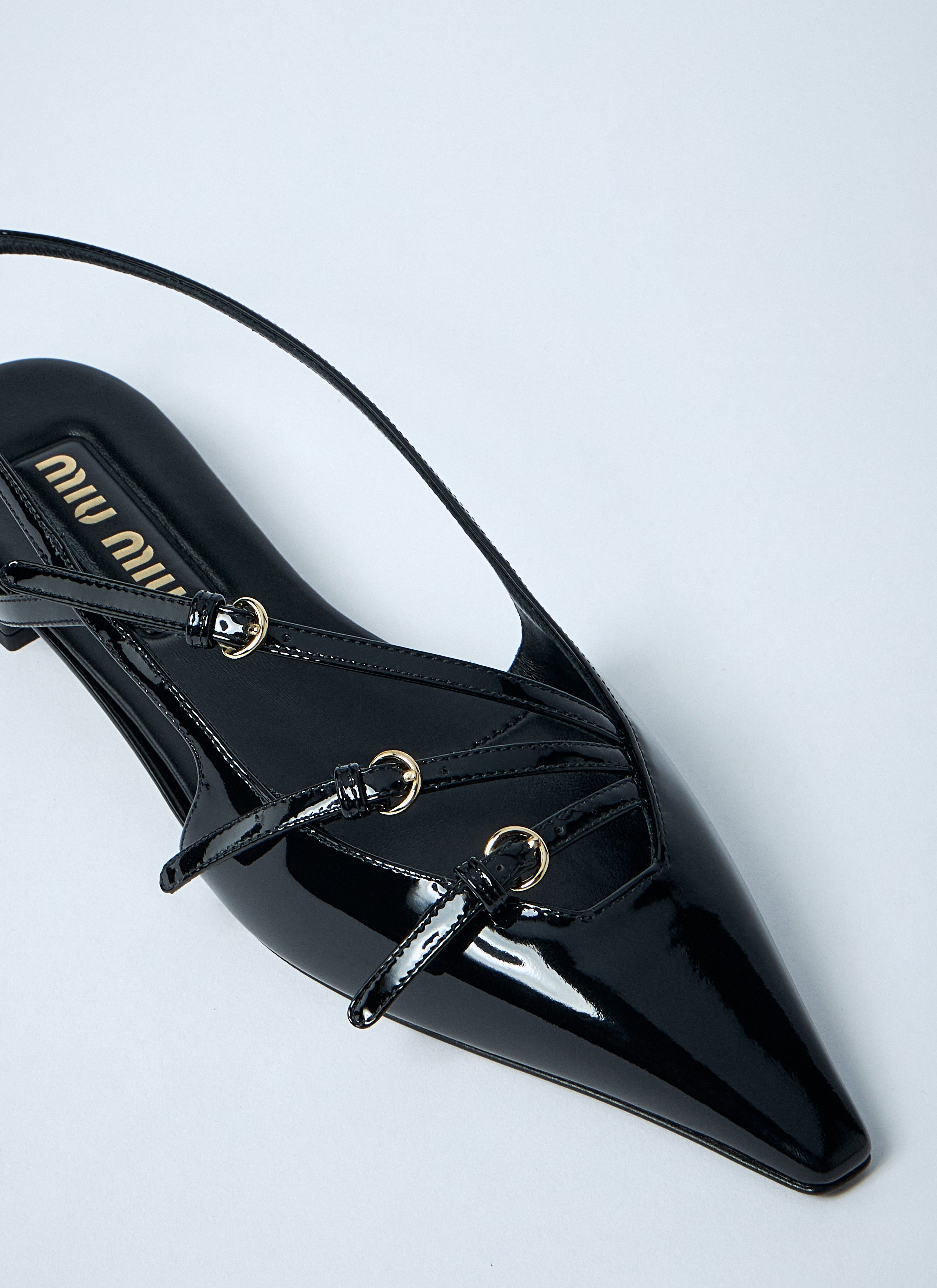 Miu Miu Women Patent Leather Slingback Ballerina Flats by Luosophy