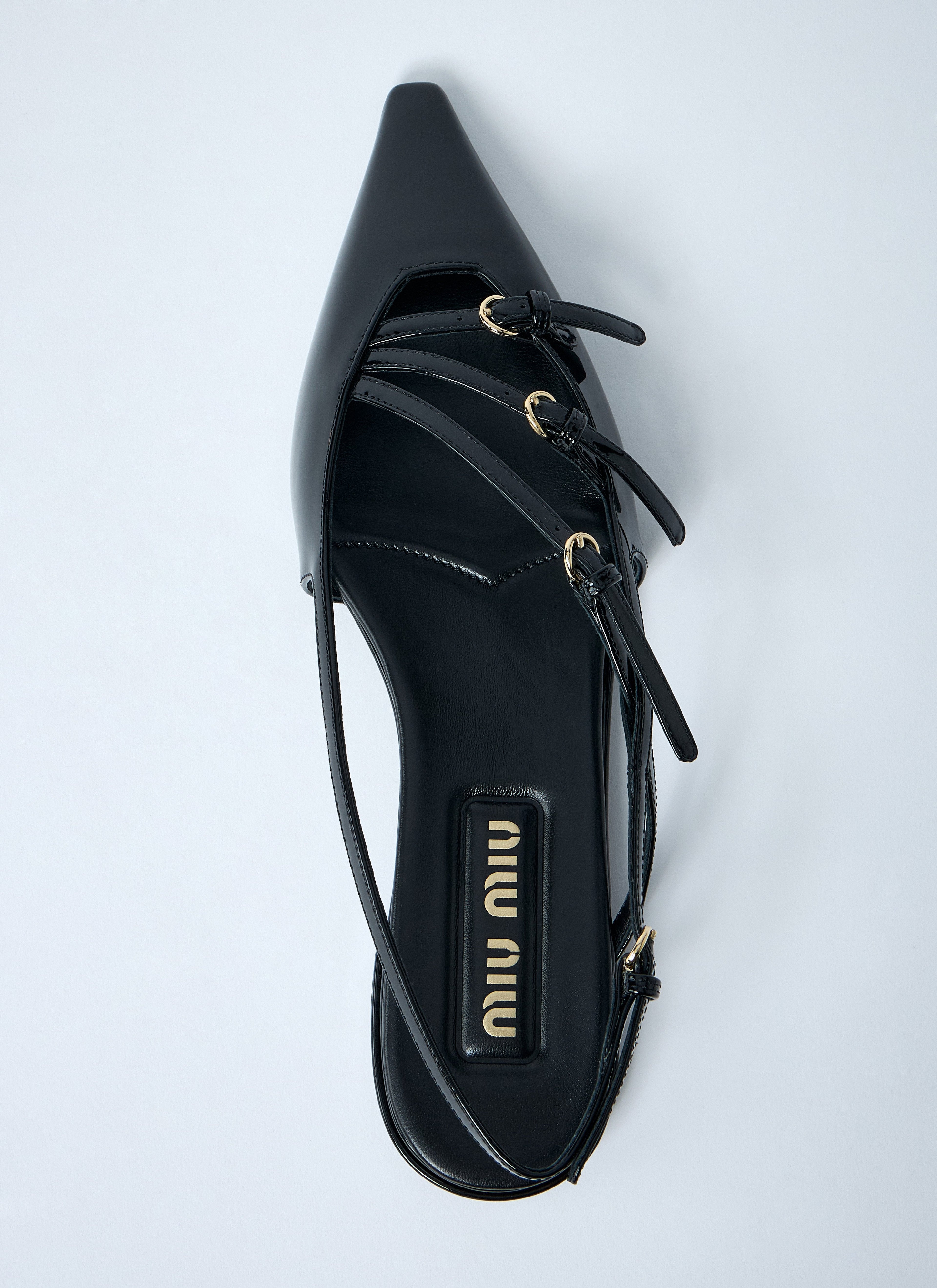 Miu Miu Women Patent Leather Slingback Ballerina Flats by Luosophy