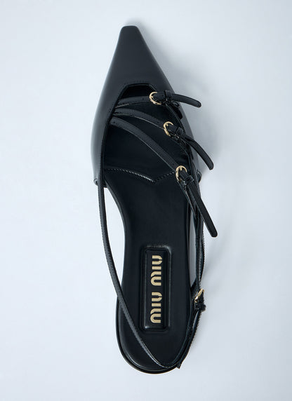 Miu Miu Women Patent Leather Slingback Ballerina Flats by Luosophy