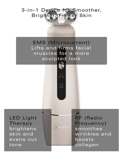 Blyss Luna 3-in-1 Skin Rejuvenation Device - RF, EMS & LED Light Therapy for Anti-Aging - DestGlow
