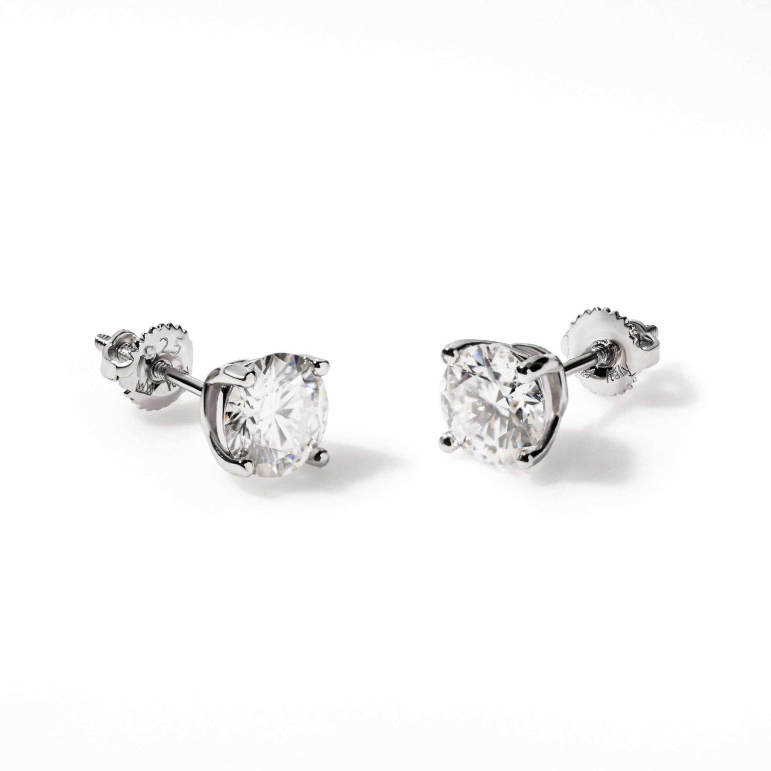 Moissanite Stud Earrings 925 Sterling Silver Screw Back