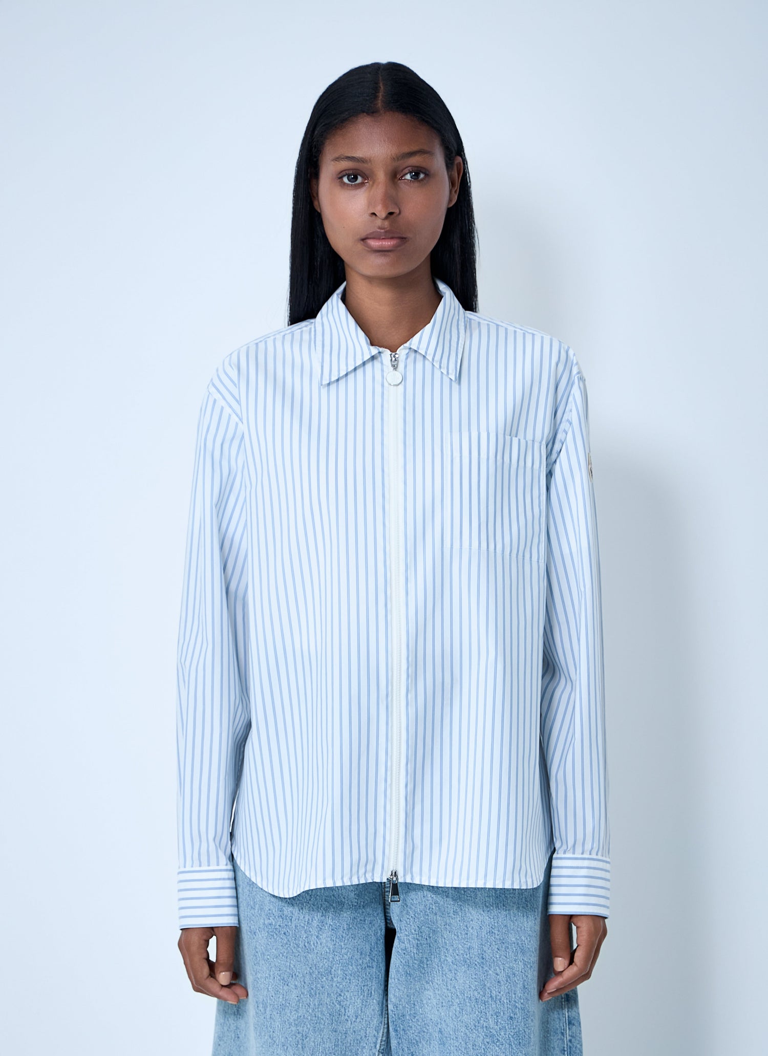 Moncler Women Striped Shirt With Logo Patch by Luosophy
