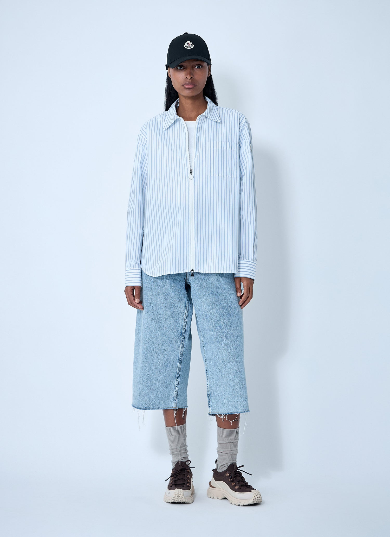 Moncler Women Striped Shirt With Logo Patch by Luosophy