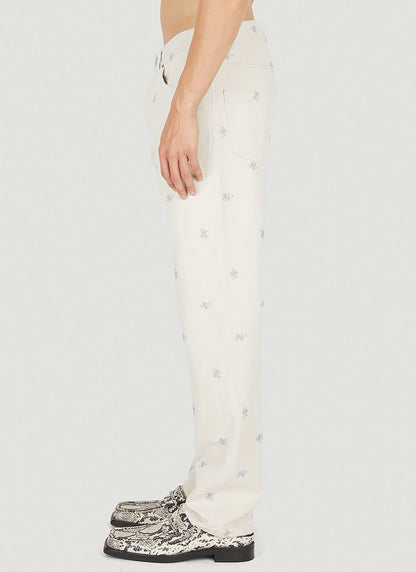 Martine Rose Men Relaxed Floral Print Jeans by Luosophy