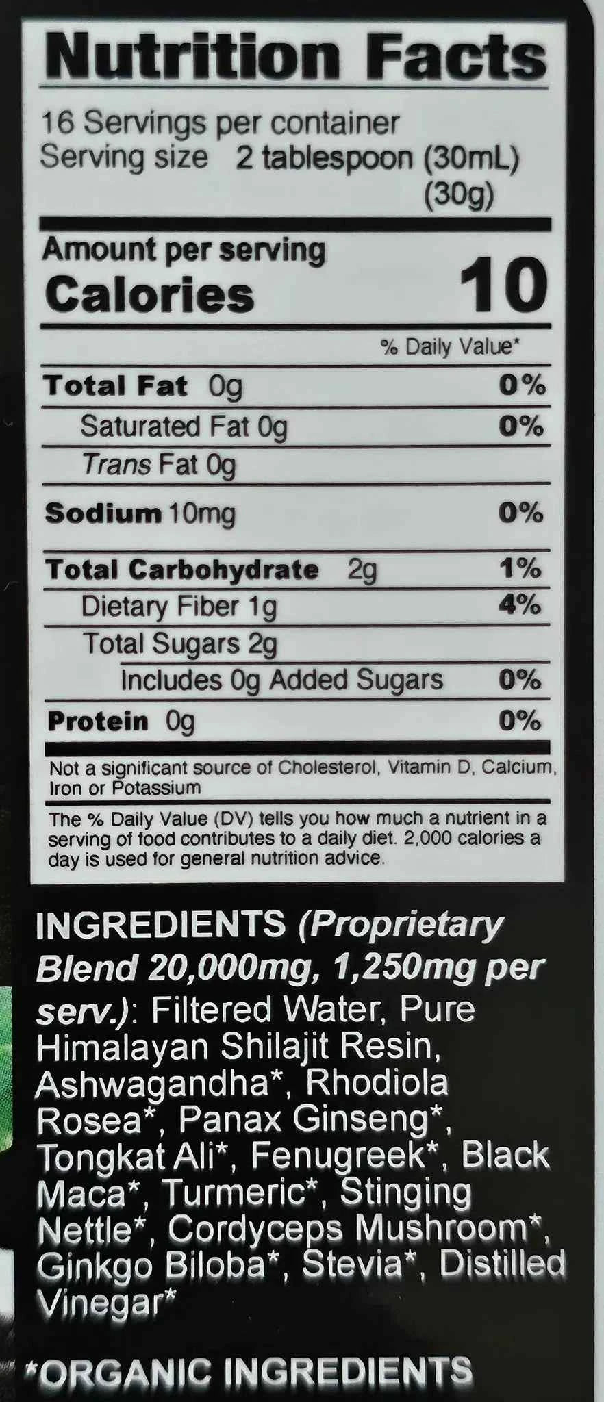 Multifunction Energy Boost: Shilajit, Ashwagandha, Rhodiola, Ginseng Mix. Extra Strength 16 oz