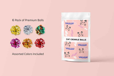 Mylar Crinkle Cat Toys - 6 Assorted Balls