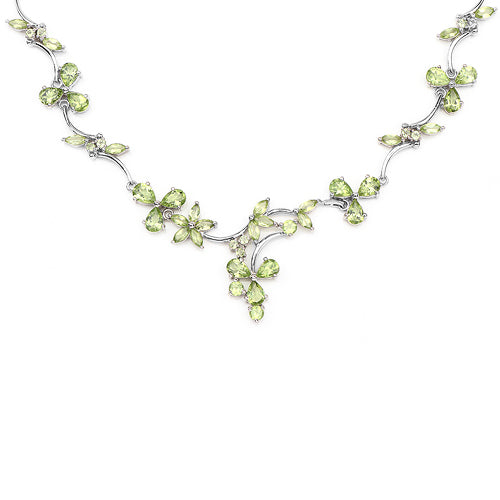 17.24 Carat Genuine Peridot .925 Sterling Silver Necklace  DestGlow