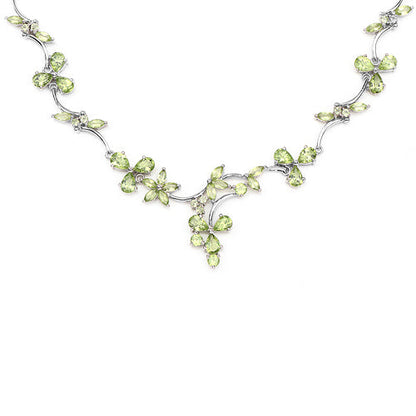 17.24 Carat Genuine Peridot .925 Sterling Silver Necklace  DestGlow