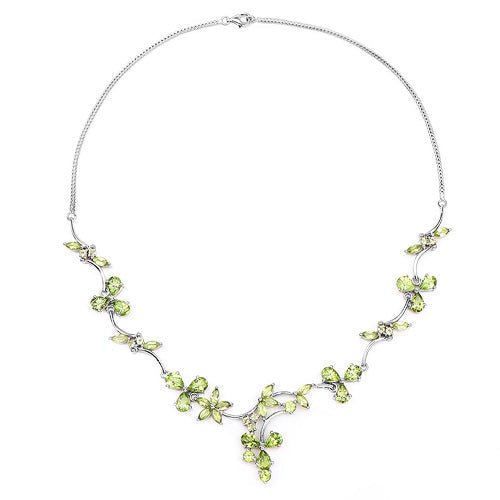 17.24 Carat Genuine Peridot .925 Sterling Silver Necklace  DestGlow