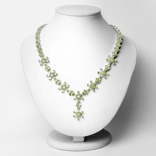 43.02 Carat Genuine Peridot .925 Sterling Silver Necklace  DestGlow